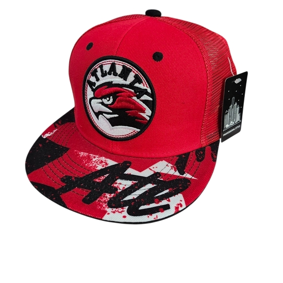 Atlanta Red Snapback Hat Mesh Trucker Cap Men's Streetwear - Picture 1 of 6